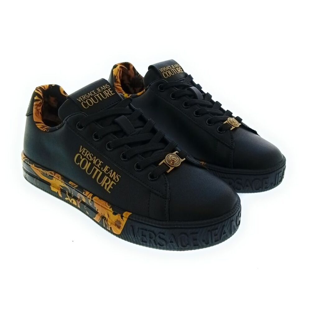 Versace Jeans Couture Women's Black Baroque Platform Lace-Up Sneakers